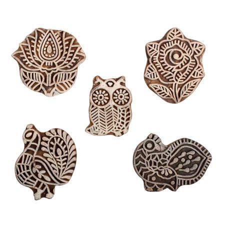 Set of 5 Piece New Mix Wooden Printing Block